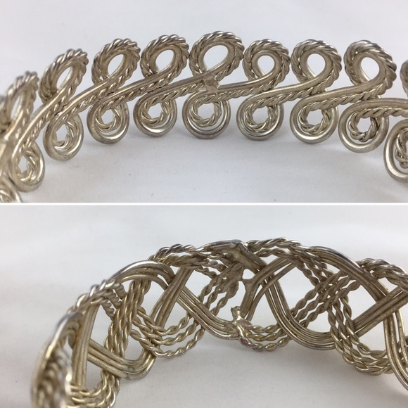 Pair of Woven Braided Twisted Metal Bangles - Picture 8 of 8